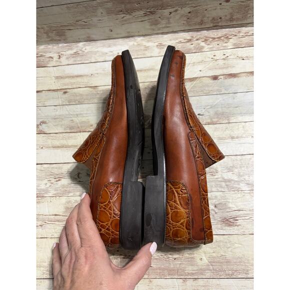Michael Toschi Slip-On Crocodile Loafers Leather Men\'s 8.5 CIS Carbonlite Brown